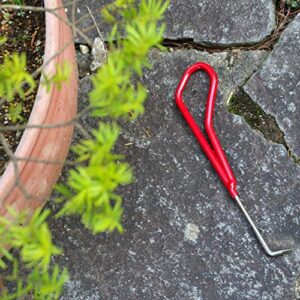 KAKURI Bonsai Root Hook, 8.6" Professional Bonsai Root Pick Tool, Japanese Stainless Steel, Red, Made in JAPAN