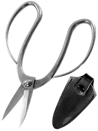 KAKURI Bonsai Trimming Scissors 7.2" (185 mm) Professional Bonsai Tool, Japanese A8 Stainless Steel, Silver, Made in JAPAN