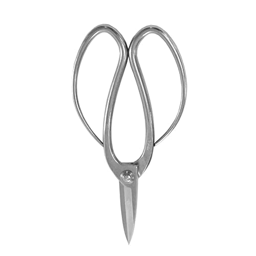 KAKURI Bonsai Trimming Scissors 7.2" (185 mm) Professional Bonsai Tool, Japanese A8 Stainless Steel, Silver, Made in JAPAN