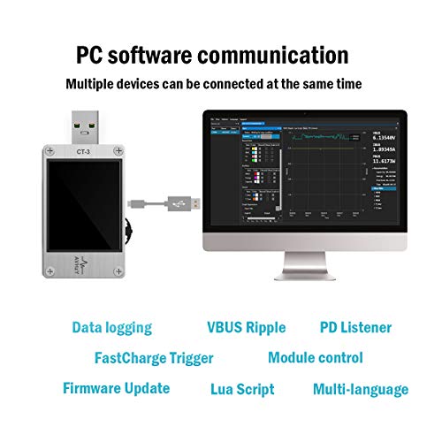 AVHzY USB Power Meter USB 3.1 Tester Digital Multimeter Current Tester Voltage Detector Lua Interpreter Integrated DC 26V 6A PD 2.0/3.0 QC 2.0/3.0/4.0 pps Trigge