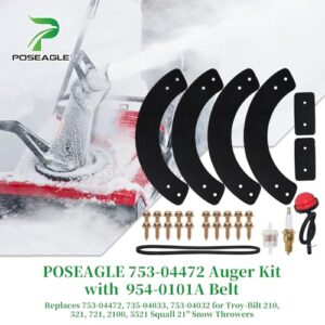 POSEAGLE 753-04472 Auger Kit with 954-0101A Belt Replaces MTD 753-04472, MTD 753 04472, MTD 735-04032 for MTD/Troy Bilt Squall 2100, 521, 5521, 721, SB-221, SB-721 and Many 21 inch Snow Blowers