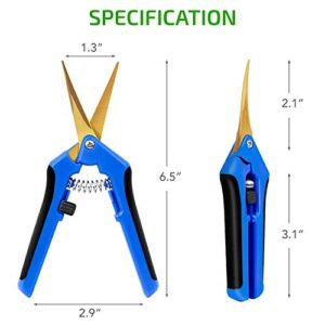 iPower GLPRNR6BLTI 6.5" Pruning Shear Hand Pruner for Gardening Potting with Titanium Coated Curved Precision Blades, 1-Pack, Blue