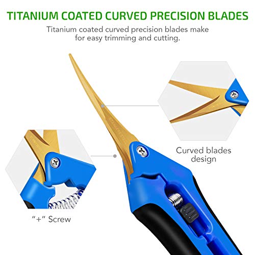 iPower GLPRNR6BLTI 6.5" Pruning Shear Hand Pruner for Gardening Potting with Titanium Coated Curved Precision Blades, 1-Pack, Blue