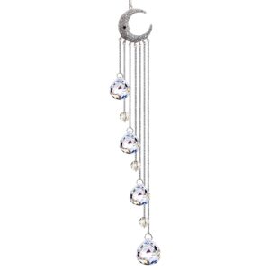 hanging clear crystal suncatcher ornaments with moon decor rainbow maker crystal beads ball prisms pendant