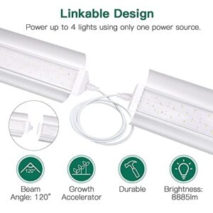 SZHLUX Grow Light 4ft 140W (2×70W, 800W Equivalent) Super Bright Full Spectrum Sunlight Plant Light, LED Grow Light Strips, Grow Light Bulbs for Indoor Plants - 2 Pack