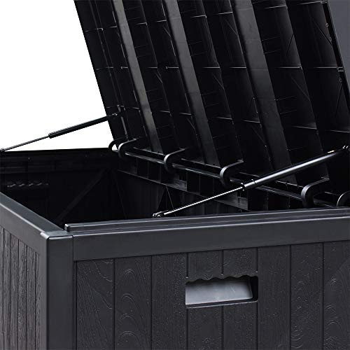 SUNVIVI OUTDOOR 120 Gallon Large Deck Box, Patio Storage Container Box, Resin Outdoor Box for Patio (Black)