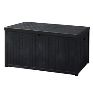 SUNVIVI OUTDOOR 120 Gallon Large Deck Box, Patio Storage Container Box, Resin Outdoor Box for Patio (Black)