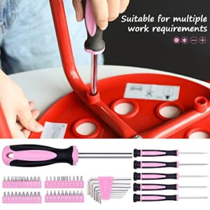 TOPLINE 208-Piece Pink Tool Kits for Women with Round Pouch, Small Tools Kit for Apartment, Home, Household Ladies Pink Tool Set for Best Gifts and Home Maintenance