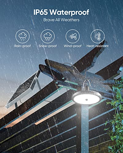 JACKYLED Motion Sensor Dual Head Solar Pendant Lights, 4 Modes Waterproof Shed Lights Indoor Outdoor Use, Remote & 16.4Ft Cord for Barn, Patio, Coop, Gazebo Garage, Cool White