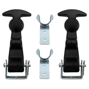 qwork 2packs 4.7 inch t-handle draw latches with brackets, rubber flexible hood catch t-handle hasp, for tool box, hood, vehicle engine