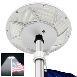 solar flag pole light 176 led, 880 lumens brightest solar powered flagpole lights for most 15 to 25 ft flag poles, 100% flag coverage, 6800mah downlight last up to 10 hrs, ip67 waterproof auto on/off