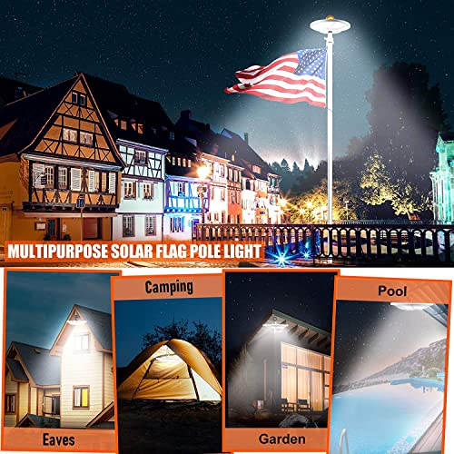 Solar Flag Pole Light 176 LED, 880 Lumens Brightest Solar Powered Flagpole Lights for Most 15 to 25 Ft Flag Poles, 100% Flag Coverage, 6800MAH Downlight Last Up to 10 Hrs, IP67 Waterproof Auto On/Off