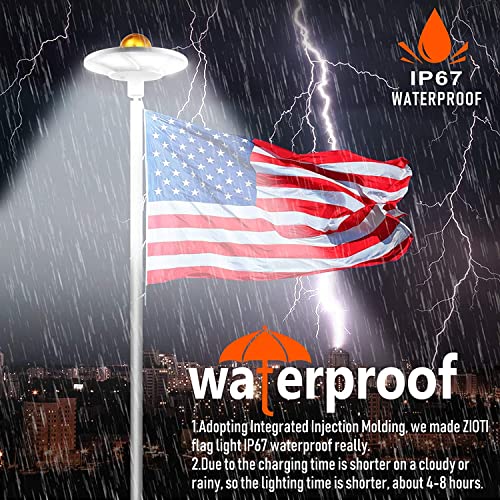 Solar Flag Pole Light 176 LED, 880 Lumens Brightest Solar Powered Flagpole Lights for Most 15 to 25 Ft Flag Poles, 100% Flag Coverage, 6800MAH Downlight Last Up to 10 Hrs, IP67 Waterproof Auto On/Off