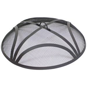sunnydaze black reinforced steel mesh fire pit spark screen with ring handle - 22-inch diameter