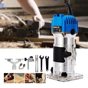 wood routers, wood trimmer router tool, compact wood palm router, tool hand trimmer, woodworking joiner, cutting palmming tool, 30000 rpm 1/4" collets 800w 110v