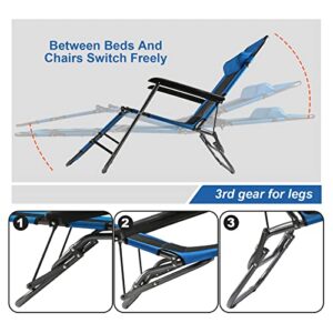 BIGTREE Adjustable Camping Folding Cot Chaise Lounge Chair w/Pillow Breathable Mesh Lounger Reclining Chair,Portable Patio Zero Gravity Chair for Garden Outdoor Camping Pool Lawn