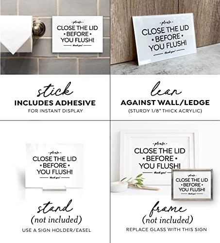 4x6 Inch Close the Lid Before You Flush Designer Sign ~ Ready to Stick, Lean or Frame