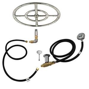 mensi 12" stainless steel fire ring burner valve assembly kit replacement parts for propane gas fire pit, outdoor fireplaces 90000 btu