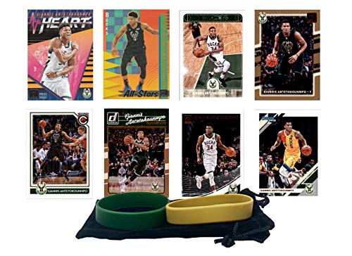 Giannis Antetokounmpo Basketball Cards Assorted (8) Gift Bundle - Milwaukee Bucks Trading Cards