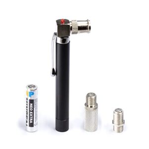 coaxial (coax) pocket continuity tester (tracer) with voltage toner (sound) and barrel connector bundle, for testing, labeling, and identifying coaxial lines - long - pocket toner