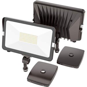 HYPERLITE 2 Pack 70W LED Flood Light Outdoor with Knuckle Mount 5000K 7,700Lm IP65 Waterproof LED Security Lights for Yard Garden Garage UL Listed