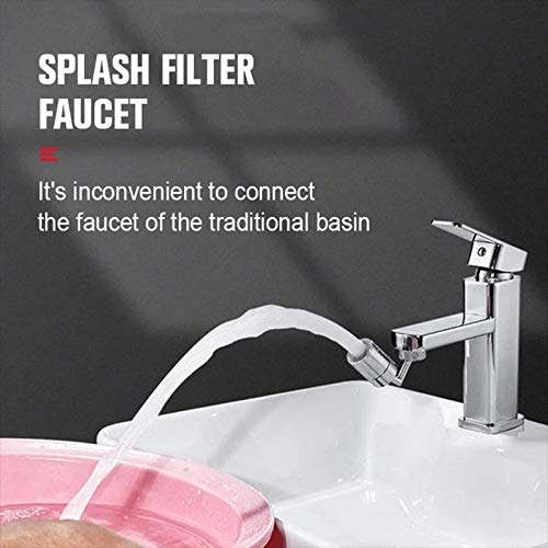 720 Degree Swivel Sink Faucet Aerator, Universal Splash Filter Faucet Sink Movable Tap Head Rotatable Filter Nozzle Faucet Head for Kitchen Bathroom - Easy Install (1PC External&Internal thread)