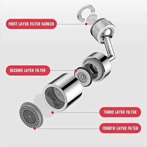 720 Degree Swivel Sink Faucet Aerator, Universal Splash Filter Faucet Sink Movable Tap Head Rotatable Filter Nozzle Faucet Head for Kitchen Bathroom - Easy Install (1PC External&Internal thread)