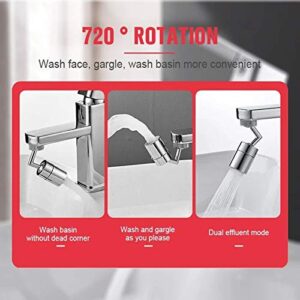 720 Degree Swivel Sink Faucet Aerator, Universal Splash Filter Faucet Sink Movable Tap Head Rotatable Filter Nozzle Faucet Head for Kitchen Bathroom - Easy Install (1PC External&Internal thread)