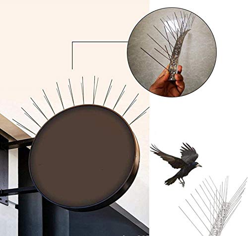 Yerdos Durable All Stainless Steel Bird Spikes Kit - Metal Bird Deterrent Device for Deterring Pigeons, Crows, Woodpeckers(3 Pack)