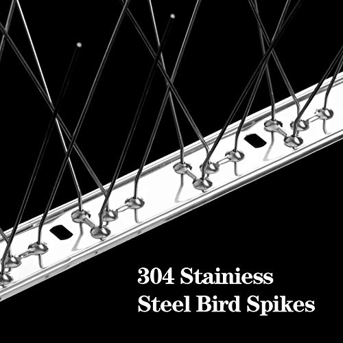 Yerdos Durable All Stainless Steel Bird Spikes Kit - Metal Bird Deterrent Device for Deterring Pigeons, Crows, Woodpeckers(3 Pack)