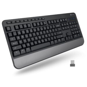 x9 multimedia usb wireless keyboard - take control of your media - full-size ergonomic computer keyboard wireless with wrist rest - cordless keyboard for laptop pc and chrome