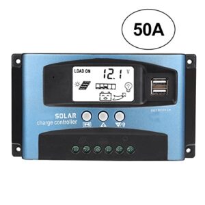 Solar Charge Controller, MPPT 40/50/60/100A Solar Battery Charge Regulator Panel Controllers Dual USB LCD Display 12V 24V For Solar Panels (50A)