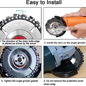 FOUUA 2Pcs Angle Grinder Saw Blade Tools, 4 in Grinder Disc 22-Teeth Steel Chainsaw Blade Wood Carving Disc for Cutting and Shaping, 5/8” Arbor, Fits 4” or 4-1/2” Angle Grinders (Yellow)