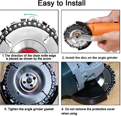 FOUUA 2Pcs Angle Grinder Saw Blade Tools, 4 in Grinder Disc 22-Teeth Steel Chainsaw Blade Wood Carving Disc for Cutting and Shaping, 5/8” Arbor, Fits 4” or 4-1/2” Angle Grinders (Yellow)