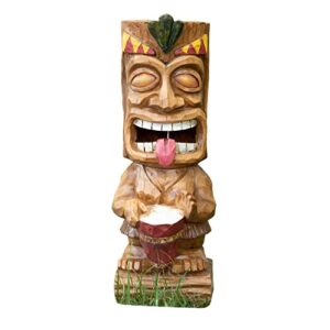 vp home bongo drum tiki solar light for home and outdoor decor, drum tiki solar powered flickering led garden light backyard bongo tiki halloween decoration