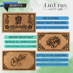 LuxUrux Coco Coir Welcome mat with Heavy-Duty Backing, 17'' x 30'' Natural Door Mat, Easy to Clean Entry Mat, Beautiful Color/Sizing for Outdoor and Indoor uses, Home Decor