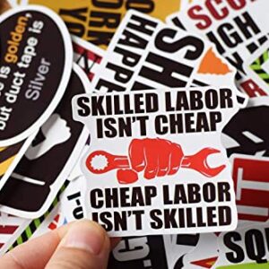 100 Pcs Pack Funny Hardhat Stickers for Helmet Tool Box Hood, Waterproof Vinyl Sticker for Welding Construction Union Military Lineman Ironworker Oilfield Electrician Pipeliner Ibew Colleague Husband