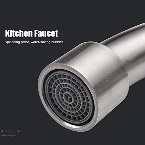 Stainless Steel Basin Faucet Single Cold 360 Degree Rotation Kitchen Faucet Single Hole Sink Water Tap G1/2in Thread