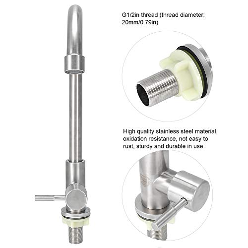 Stainless Steel Basin Faucet Single Cold 360 Degree Rotation Kitchen Faucet Single Hole Sink Water Tap G1/2in Thread