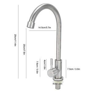 Stainless Steel Basin Faucet Single Cold 360 Degree Rotation Kitchen Faucet Single Hole Sink Water Tap G1/2in Thread