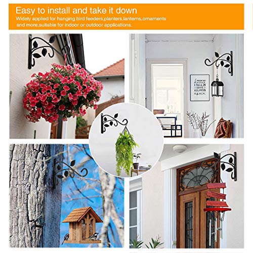 KABB 2 PCS Metal Hanging Hook Plants Brackets, 12 Inch Iron Wall Mount Bracket Durable Rust-Resistant Plant Hanger Hook for Hanging Plants Bird Feeder Lantern Wind Chimes