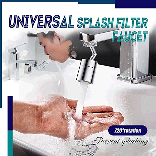 2PCS Universal Splash Filter Faucet 720°Rotatable Kitchen Faucet Anti-Splash 4-Layer Filter Oxygen-Enriched Foam Leakproof Faucet (Applicable Internal and External Thread 23-24mm)