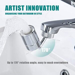 2PCS Universal Splash Filter Faucet 720°Rotatable Kitchen Faucet Anti-Splash 4-Layer Filter Oxygen-Enriched Foam Leakproof Faucet (Applicable Internal and External Thread 23-24mm)