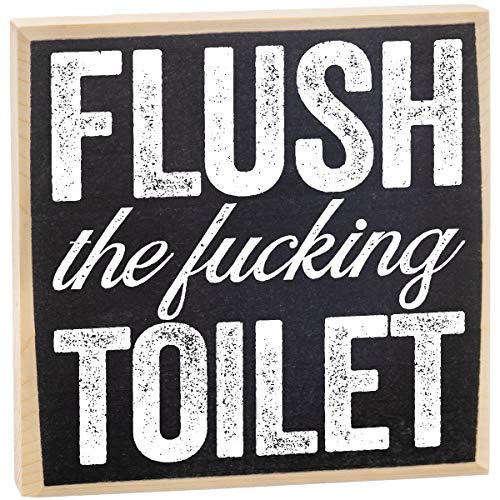 Flush The F##King Toilet - Cute Bathroom Signs Decor Farmhouse - Rustic Wooden Sign - Farmhouse Bathroom Decor, Funny Bathroom Signs Wooden - Perfect Small Bathroom Signs Decor, Restroom Decor