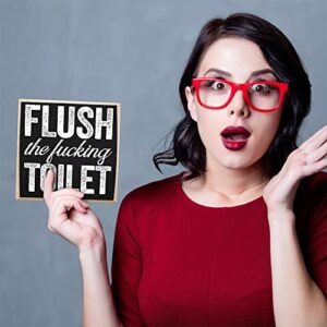 Flush The F##King Toilet - Cute Bathroom Signs Decor Farmhouse - Rustic Wooden Sign - Farmhouse Bathroom Decor, Funny Bathroom Signs Wooden - Perfect Small Bathroom Signs Decor, Restroom Decor