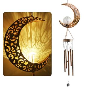 moon wind chimes, solar wind chimes outdoor, mothers gifts, gifts for mom, gifts for women, gifts for grandma, garden courty ard lawn decor, thanksgiving gifts, moon decor