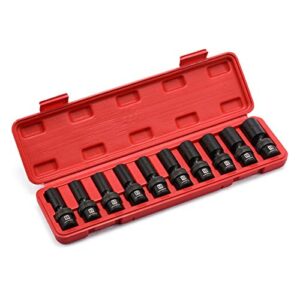 MIXPOWER 10-piece 3/8" Drive Deep Universal Impact Socket Set, 6 Point, Metric, 10-19 mm, Swivel Socket with Flexible Wobble, CR-MO Impact Grade…