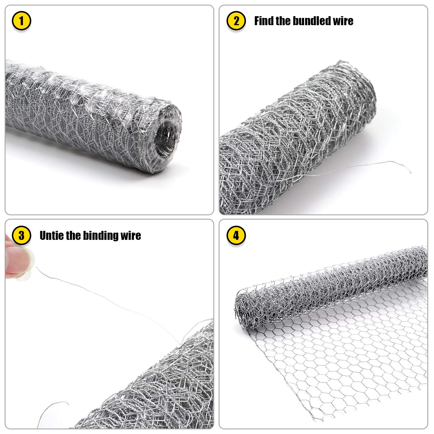 BSTWM Chicken Wire Net 16.9in x 50ft for Crafts and Gardening,Galvanized Hexagonal Wire Mesh with Mini Cutting Pliers and Wire Ties (50ft)