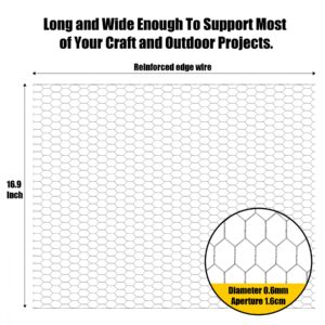 BSTWM Chicken Wire Net 16.9in x 50ft for Crafts and Gardening,Galvanized Hexagonal Wire Mesh with Mini Cutting Pliers and Wire Ties (50ft)