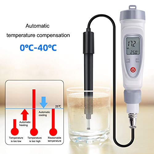 RCYAGO Dissolved Oxygen Meter with DO Probe, DO Meter Water Quality Monitor Freshwater Aquarium Test Kit, Digital Dissolved Meter Portable Pen Type Meter, 0.0-20.0mg/L ±0.3mg/L